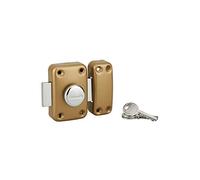 THIRARD - Verrou Apache à Bouton - Cylindre Laiton 45 mm - Ø 23 mm - Epoxy Or - Sécurité Domestique - Porte d'Entrée Vitrée - Jaune/Doré - 3 Clés Crantées