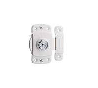 THIRARD - Verrou Automatique pour Porte d'Ameublement - Coffre et Gâche Laiton Embouti Chromé - Ø 40 mm - Pêne Acier Chromé - Sécurité Intérieure - Blanc