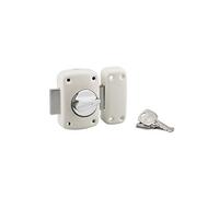 THIRARD - Verrou Corvette à Bouton pour Porte d'Entrée - Cylindre Laiton 45 mm - Ø 23 mm - 3 Clés Crantées - Acier Époxy Blanc - Sécurité Domestique - Hauteur 90 mm - Largeur 60 mm