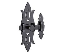 THIRARD - Verrou De Meuble Rustique - Fer Noir - Platine Acier - Gâche Acier - Pêne Plat Coulissant - Pour Portes De Meubles - Bouton Rond - 40 x 130 mm - Noir