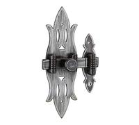 THIRARD - Verrou De Meuble Rustique - Fer Patiné - Platine Acier - Gâche Acier - Pêne Plat Coulissant - Pour Portes De Meubles - Bouton Rond - 40 x 130 mm - Gris