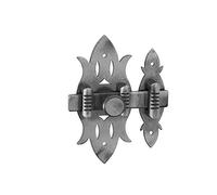 THIRARD - Verrou De Meuble Rustique - Fer Patiné - Platine Acier - Gâche Acier - Pêne Plat Coulissant - Pour Portes De Meubles - Bouton Rond - 40 x 90 mm - Gris