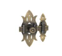 THIRARD - Verrou De Meuble Rustique - Laiton Patiné - Platine Acier - Gâche Acier - Pêne Plat Coulissant - Pour Portes De Meubles - Bouton Rond - 40 x 90 mm - Jaune/Doré