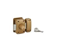 THIRARD - Verrou Double Entrée Apache avec Plaque Renfort - Cylindre Laiton 45 mm - Ø 23 mm - Acier Époxy Or - Sécurité Porte Entrée Vitrée - 3 Clés Crantées - Coffre 90 x 60 mm