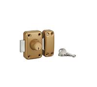 THIRARD - Verrou Double Entrée Apache - Cylindre Laiton 45 mm - Acier - Époxy Or - Sécurité Porte d'Entrée Vitrée - Ø 23 mm - Coffre 90 x 60 mm - Jaune/Doré - 3 Clés Crantées