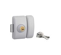 THIRARD - Verrou Universel Double Entrée pour Porte d'Entrée - Cylindre Laiton 45 mm - Ø 23 mm - Acier - 4 Clés Plates Réversibles - Époxy Blanc - Coffre 90 x 67 mm