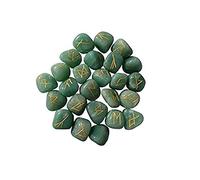 THIRD EYE CRYSTALS® Cristal Runes Pierres Alphabet Ensemble Décor spirituel Ensemble De Pierres De Jade Vert Fabriquées À La Main Porte-bonheur Reiki Symboles Décor Spirituel Runes Viking Débutants