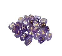 THIRD EYE CRYSTALS Pierres runiques Runes gravées Alphabet Améthyste Cristaux de palmier Pierres précieuses Chakra naturelles Ensemble de pierres roulées Reiki Ensemble cadeau Alphabet runique