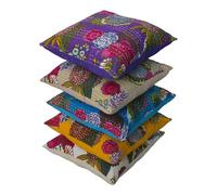 Third Eye Export Lot de 5 Housses de Coussin carrées décoratives colorées en Coton Motif Fruits avec Fleurs 45,7 x 45,7 cm