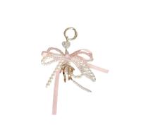 (third floor) Cute White Bowknot Pearls Keychain Fashionable Pearls Bowknot Key Pendant Sweet Key Chain Charm Women Bag Accessory