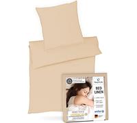 Third of Life Nino Parure de lit 100% Coton Oekotex | Linge de lit Renforcé Super Doux et Moelleux | Conçu en Allemagne | Housse de Couette 135x200 & taie d'oreiller 80x80 | Set de 2 pièces, crème