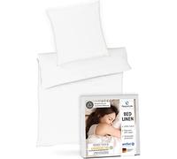 Third of Life Nino Parure de lit 100% Coton Oekotex | Linge de lit Renforcé Super Doux et Moelleux | Conçu en Allemagne | Housse de Couette 155x220 & taie d'oreiller 80x80 | Set de 2 pièces, Blanc