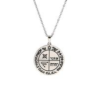 Third Pentacle of Jupiter Colliers de e Salomon Pendentif Wicca Colliers pour homme en acier inoxydable Talisman de protection de colliers Bijoux Cadeaux 1.06 * 0.24inches Pas de gemme