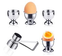 thirei Coquetiers en Acier Inoxydable, Coupe Coquille 5 Pièces, Support de Coquetier pour Plateau de Petit Déjeuner, Forme de Petit Verre à vin, Ensemble de Porte œufs