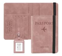 thirei Couverture de Passeport avec Bloqueur RFID et Cuir PU pour Passeport, Billet, Carte de Crédit (Rosa)