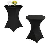 thirei Housse Stretch, Pack de 2 Housses de Table de Bar, Ø 60-65 cm cm Nappes Elastiques, Housse de Table Extensible, pour Tables de Bistrot et Tables de Bar Courantes, Noir