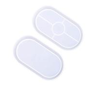 thirei Résine Moule Silicone,2 Pièces Moule en Résine Moule en Silicone, Moule époxy Bricolage Ovale, pour 3Moulage Plat