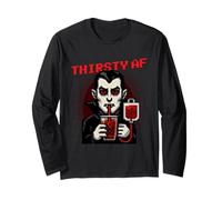 Thirsty AF Funny Pixel Art Vampire Halloween Manche Longue