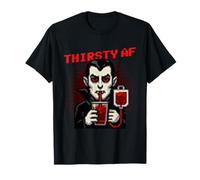 Thirsty AF Funny Pixel Art Vampire Halloween T-Shirt