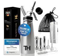 Thiru siphon chantilly inox 500 ml avec toolbox - siphon cuisine/syphon cuisine chantilly - crème, espuma & préparations chaudes - eBook + 5 douilles inox - essai 100 jours