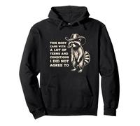 This Body Came With A Lot Of Terms Funny Raccoon Vintage Sweat à Capuche