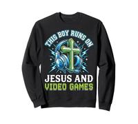 This Boy Runs on Jesus and Video Games Enfant Église Sweatshirt