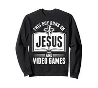 This Boy Runs on Jesus and Video Games Enfant Église Sweatshirt