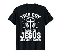 This Boy Runs on Jesus and Video Games Enfant Église T-Shirt