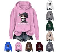 This Coffee Is For Your Safety Not Mine Sweat à capuche pour femme Motif fantôme mignon Grande taille Costumes d'Halloween Festival Hauts à manches longues Pull effrayant Chemises Vêtements, blanc, L