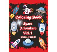 This Coloring Book Title is "Space Adventure". Stress relieving artwork. Improved focus. This coloring book for boys, and girls 4 - 8 years old.