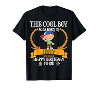 This Cool Boy Was Born in May Funny May Birthday Kid Bro Son T-Shirt