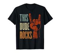 This Dude Rocks Rock n Roll Heavy Metal Devil Horns T-Shirt