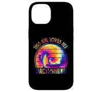 This Girl Loves Her Dachshund Dog Puppy Hippie Tie Dye Coque pour iPhone 14