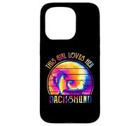 This Girl Loves Her Dachshund Dog Puppy Hippie Tie Dye Coque pour iPhone 15 Pro