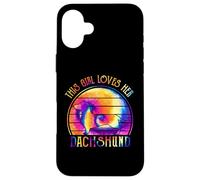 This Girl Loves Her Dachshund Dog Puppy Hippie Tie Dye Coque pour iPhone 16 Plus