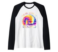 This Girl Loves Her Dachshund Dog Puppy Hippie Tie Dye Manche Raglan