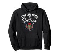 This Girl Loves Scotland, Fun Scotland, Tartan Chardon and Stars Sweat à Capuche