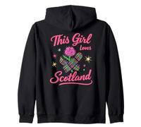 This Girl Loves Scotland, Fun Tartan Chardon and Stars Sweat à Capuche