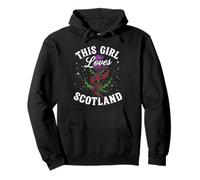 This Girl Loves Scotland Fun Tartan Ribbon Chardon and Stars Sweat à Capuche
