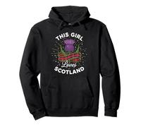 This Girl Loves Scotland Fun Tartan Ribbon Chardon and Stars Sweat à Capuche