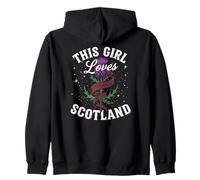 This Girl Loves Scotland Fun Tartan Ribbon Chardon and Stars Sweat à Capuche