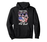 This Girl Loves USA and Her Dog 4th of July Pit Bull Lover Sweat à Capuche