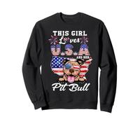 This Girl Loves USA and Her Dog 4th of July Pit Bull Lover Sweatshirt
