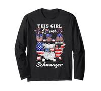 This Girl Loves USA and Her Dog 4th of July Schnauzer Lover Manche Longue