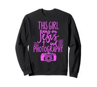 This Girl Runs on Jesus & Photography Bible Religieux Camera Sweatshirt