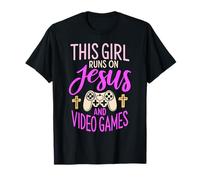 This Girl Runs on Jesus & Video Games Bible Religiious Gamer T-Shirt