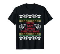This Guy Loves Christmas Ugly Sweater Pattern Pixel Design T-Shirt