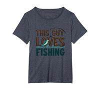 This Guy Loves Fishing - Cadeau Amusant pour pêcheur, pêche T-Shirt, Femme Grandes Tailles, Bleu Chiné, 3X