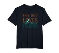 This Guy Loves Fishing - Cadeau Amusant pour pêcheur, pêche T-Shirt, Homme Grandes Tailles, Noir, 4X Tall