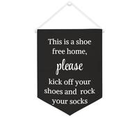 This Is A Shoe Free Home, please Kick Off Your Shoes Bannière murale inspirante à suspendre au mur Bannière murale Décoration pour salon, chambre à coucher, bureau, cadeaux de vacances 30,5 x 40,6 cm